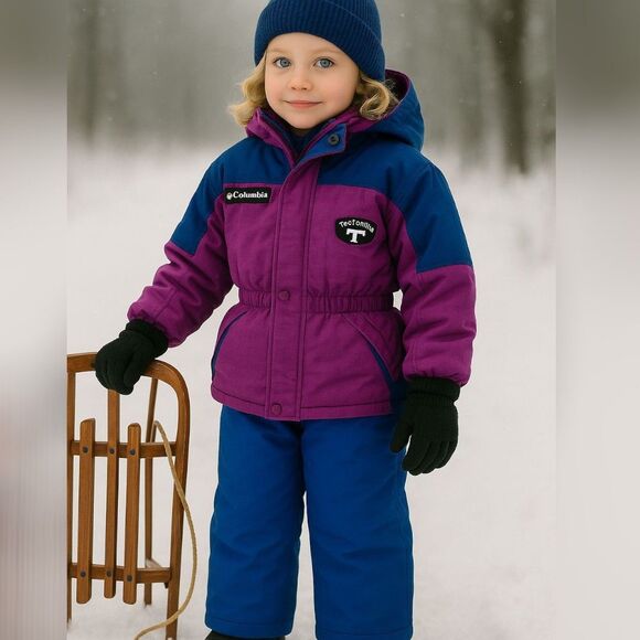 VTG 90s Columbia Kids Girls 6/6X Purple Blue Tectonite Ski Jacket Hood Snow Coat - Picture 1 of 10